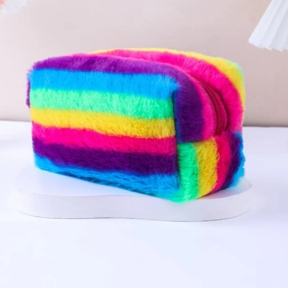 Fuzzy makeup bag 💙💜💚💛❤ - Picture 2 of 7
